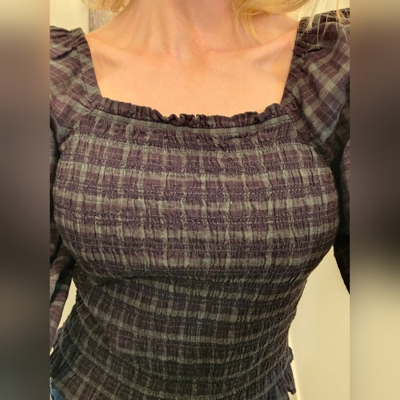 Madewell Plaid Puff Sleeve Top - Size S - Picture 6 of 15